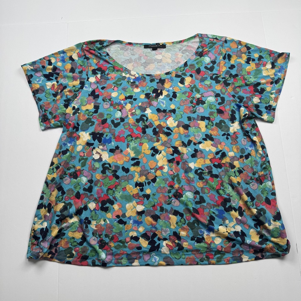 Zac & Rachel Woman Shirt Womens 2X Multicolor Floral Abstract Stretch Blouse